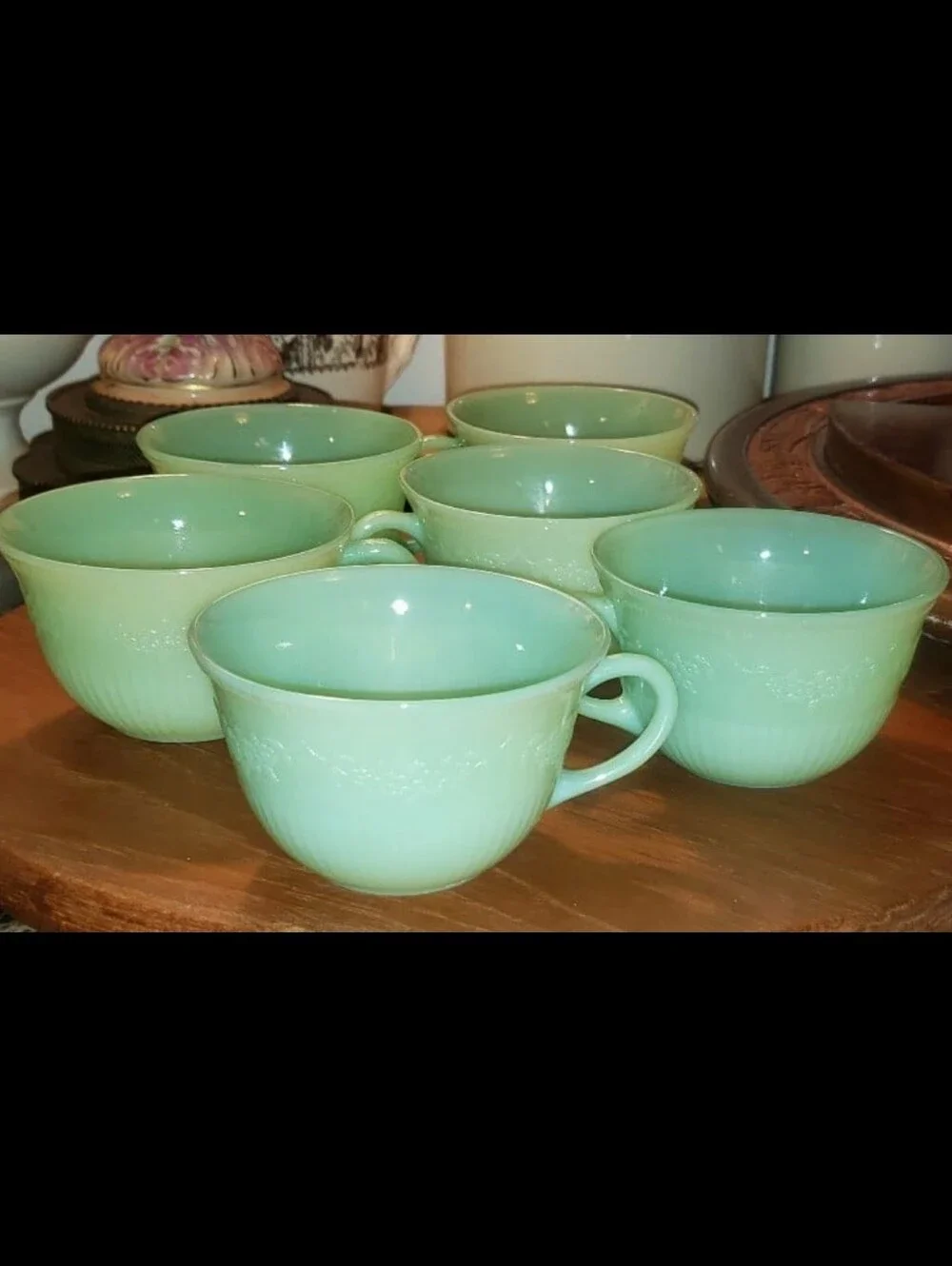 Vintage Floral Ribbed Jadeite Cups